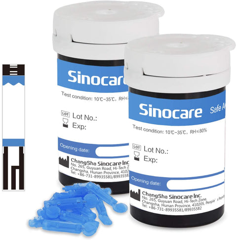 SINOCARE set 50 náhradních proužků + 50 lancet pro glukometr Safe AQ Angel