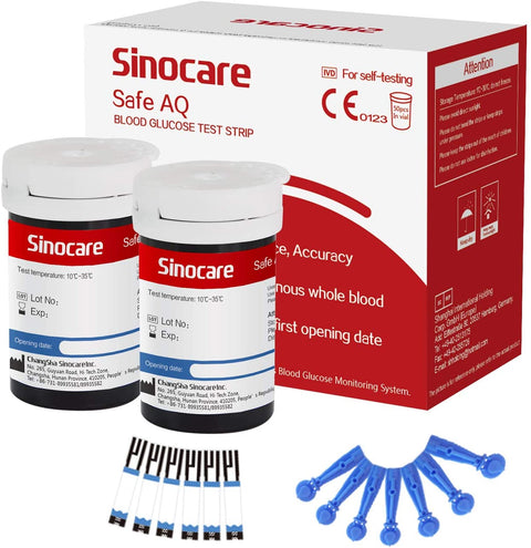 SINOCARE set 50 náhradních proužků + 50 lancet pro glukometr Safe AQ Smart