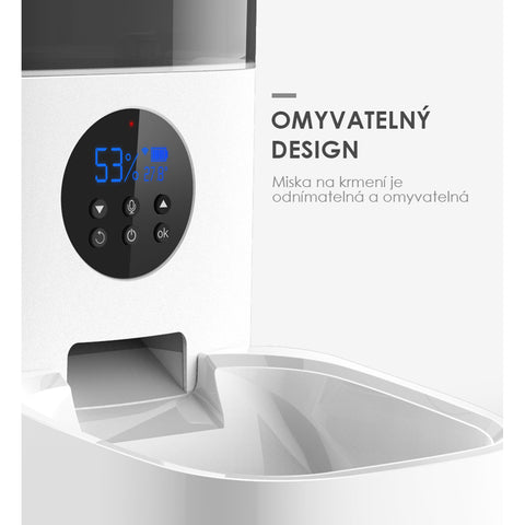 SYMPLEE DU4L-K automatický dávkovač krmiva pro psy a kočky, 4 l, notifikace pomocí vašeho hlasu