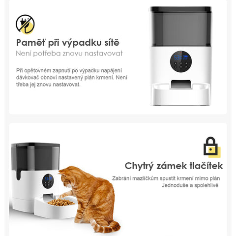 SYMPLEE DU4L-K automatický dávkovač krmiva pro psy a kočky, 4 l, notifikace pomocí vašeho hlasu