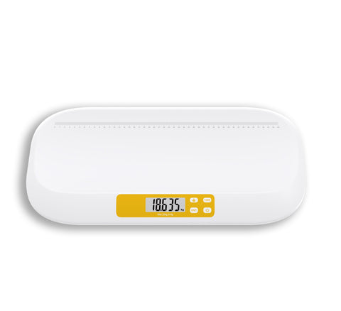 MERICARE B-36 kojenecká váha s růstovým metrem, přesnost vážení 5 g, funkce TARE a HOLD, na baterie, bílá