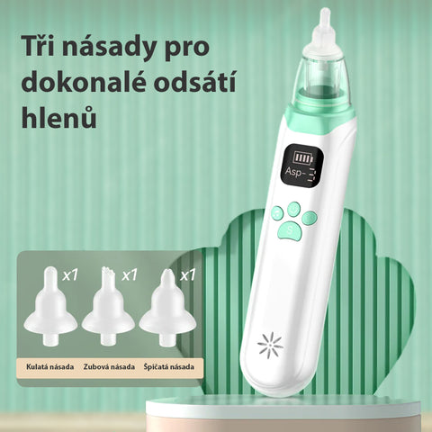 MERICARE KA1001 dětská elektrická odsávačka hlenů, velmi tichá, silné sání, uklidňující hudba, LCD displej, nabíjení USB